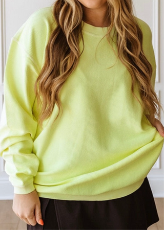 NEON YELLOW Essential Luxe Corded Crew Sweatshirt Sweatshirt Moon Ryder Corded
