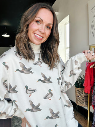 Printed Mockneck Sweatshirt- Mallards Sweatshirt Moon Ryder Active