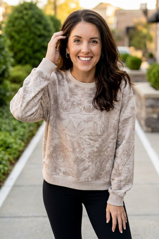 Khaki Camo Print Crewneck Sweatshirt