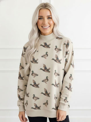 Printed Mockneck Sweatshirt- Mallards Sweatshirt Moon Ryder Active SM