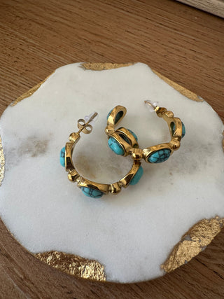 Turquoise Stone 18K plate Earrings Jewelry Laurel + August