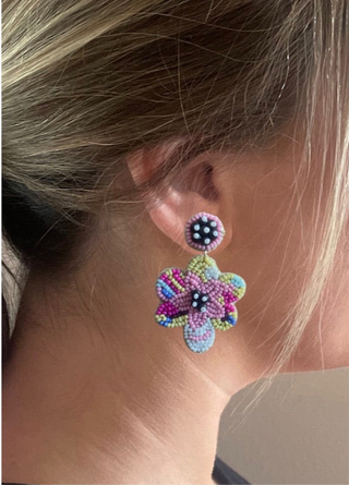 BRIGHT BEADED EARRINGS Jewelry Closeout MULTI FLORAL