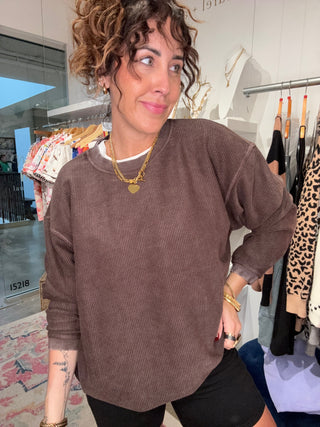 DK CHOCOLATE - ESSENTIAL CORDED CREW Sweatshirt Moon Ryder Corded XS