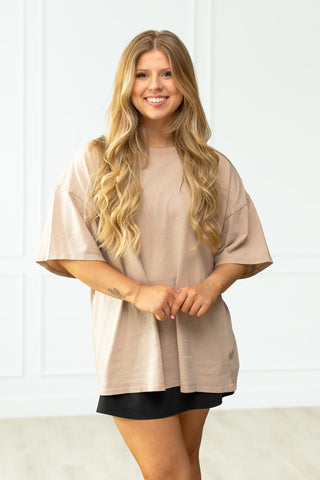 Oversize Boyfriend Tee 2025 Tops Moon Ryder Capsule SM/MED Dark Taupe