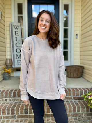 MUSHROOM ROUNDED BOTTOM Cozy Cord Crew Sweatshirt Sweatshirt Moon Ryder Corded