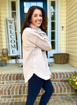 MUSHROOM ROUNDED BOTTOM Cozy Cord Crew Sweatshirt Sweatshirt Moon Ryder Corded