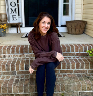 ESSENTIAL LUX CORDED CREW COLLECTION - DARK CHOCOLATE Sweatshirt Moon Ryder Corded