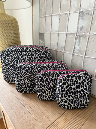 4 PIECE TOILETRY BAG - BLACK LEOPARD Accessories Moon Ryder Lounge