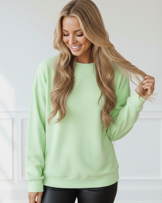 NEON LIME- ESSENTIAL CORDED CREW Sweatshirt Moon Ryder Corded