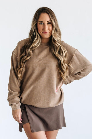 LIGHT MOCHA - ESSENTIAL LUXE CORDED CREWS