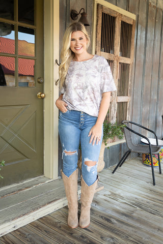 Camo Slouchy Tee Tops Moon Ryder Grey Camo SM