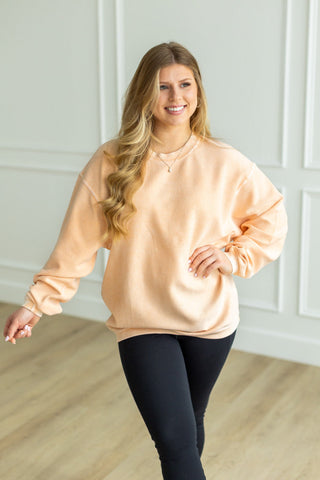 PEACH- Essential Luxe Corded Crew Sweatshirt Sweatshirt Moon Ryder Corded XS