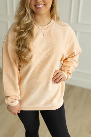 PEACH- Essential Luxe Corded Crew Sweatshirt Sweatshirt Moon Ryder Corded