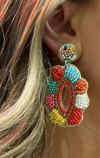 Beaded Earrings Jewelry Closeout Boho Oval