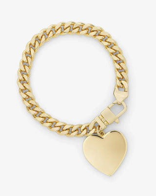 CHUNKY CHAIN WITH HEART CHARM BRACELET - 18k plate Jewelry Laurel + August