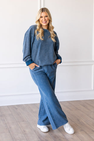 CORDED STRAIGHT LEG PANT -NAVY Bottom Moon Ryder Corded NAVY SMALL