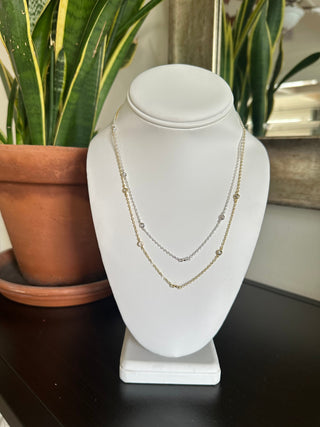 Carrie Gold FIlled CZ Station Necklace Jewelry Laurel + August SILVER