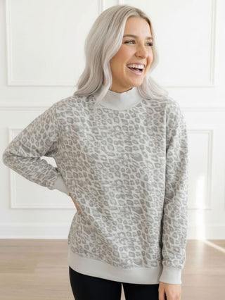 Printed Mockneck Sweatshirt- Leopard Sweatshirt Moon Ryder Active SM