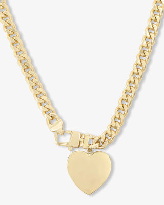 CHUNKY CHAIN WITH HEART CHARM NECKLACE - 18k plate Jewelry Laurel + August