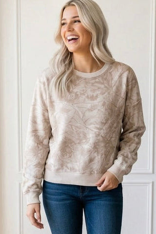 Khaki Camo Print Crewneck Sweatshirt