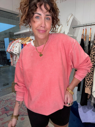 TEA ROSE - ESSENTIAL CORDED CREW Sweatshirt Moon Ryder Corded