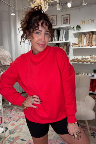 RED MOCK NECK SWEATSHIRTS Sweatshirt Moon Ryder Active Red SM