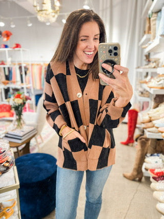 CHECKERBOARD CARDIGAN Sweaters Moon Ryder Capsule