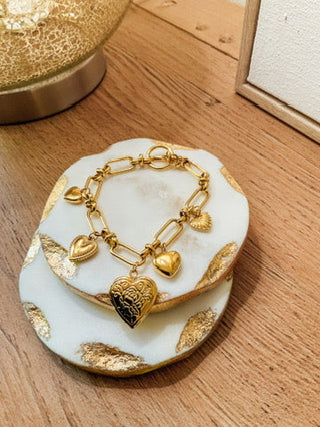Heart Charm Bracelet - 18K plate Jewelry Laurel + August