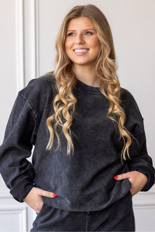 WASHED BLACK - ESSENTIAL CORDED CREW