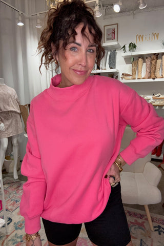 HOT PINK MOCK NECK SWEATSHIRTS- ETA 09/30