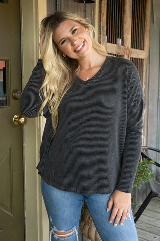 WAVE RIB LONG SLEEVE TEE Moon Ryder Capsule SMALL CHARCOAL