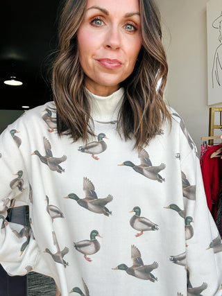 Printed Mockneck Sweatshirt- Mallards Sweatshirt Moon Ryder Active