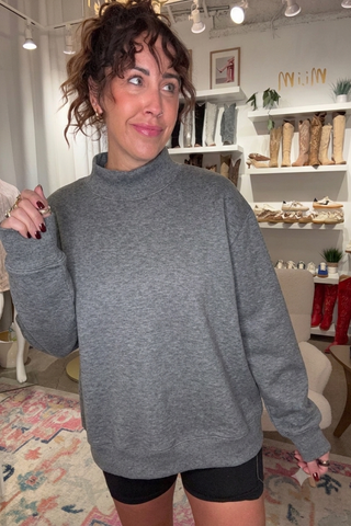 CHARCOAL GREY MOCK NECK SWEATSHIRTS Sweatshirt Moon Ryder Active
