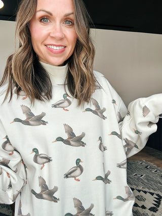 Printed Mockneck Sweatshirt- Mallards Sweatshirt Moon Ryder Active