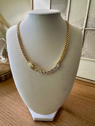CHUNKY CHAIN WITH CZ NECKLACE - 18k plate Jewelry Laurel + August