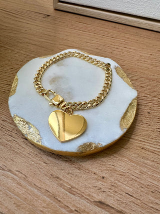 CHUNKY CHAIN WITH HEART CHARM BRACELET - 18k plate Jewelry Laurel + August