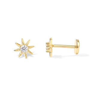 Dainty Screw Back Earrings Jewelry Laurel + August Star CZ 14K Plate