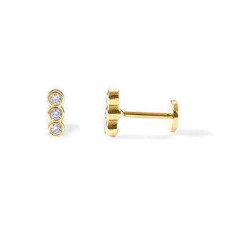 Dainty Screw Back Earrings Jewelry Laurel + August Triple CZ 14K Plate