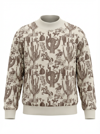 Printed Mockneck Sweatshirt- Cowgirl Sweatshirt Moon Ryder Active