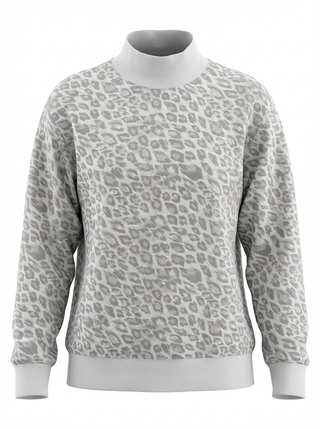 Printed Mockneck Sweatshirt- Leopard Sweatshirt Moon Ryder Active