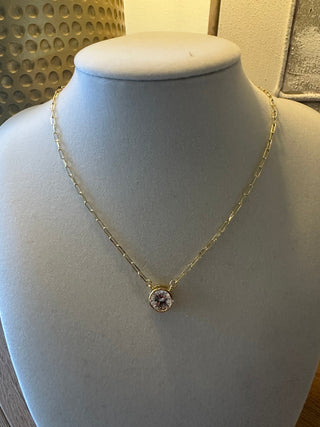 Round CZ Pendant Necklace Jewelry Laurel + August