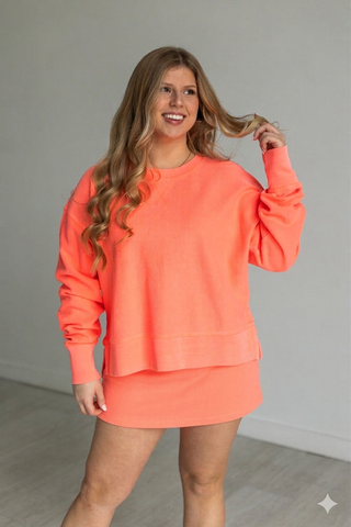 NEON CORAL - CORDED *SKORT* Tops Moon Ryder Corded