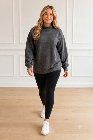 MOCK NECK SWEATSHIRTS - CHARCOAL GREY Sweatshirt Moon Ryder Active