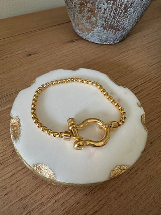 Chunky Box Chain with Horsebit Closure 18k Gold Plate BRACELET Jewelry Laurel + August