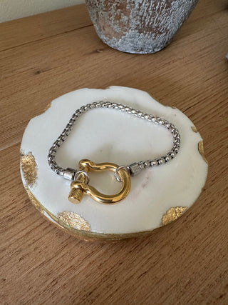 Chunky Box Chain with Horsebit Closure 18k Gold Plate BRACELET Jewelry Laurel + August SILVER/GOLD