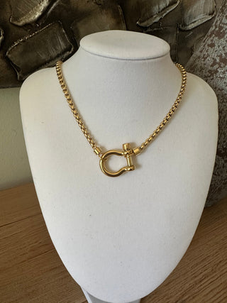 Chunky Box Chain with Horsebit Closure 18k Gold Necklace Jewelry Laurel + August GOLD/GOLD