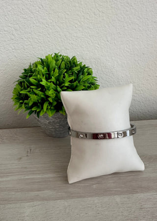 OVAL BRACELET WITH CZ Accessories Laurel + August Silver