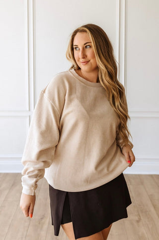 HUMMUS- Essential Luxe Corded Crew Sweatshirt