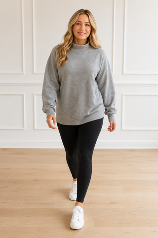 MOCK NECK SWEATSHIRTS - CHARCOAL GREY