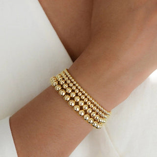 Stacked 14k Gold Filled Bead Bracelet Accessories Laurel + August 3mm Gold